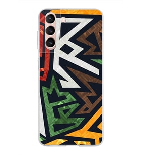 Samsung Galaxy S21 Kapak  Soyut Grafiti Tasarımlı Şeffaf Silikon Kılıf