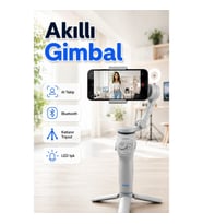 AI Takipli Telefon Gimbali – LED Işıklı, Bluetooth Kontrollü, Katlanabilir Tripod ve Selfie Stick