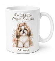İsme Özel Shih Tzu Desenli Kupa Bardak Köpek Severlere Hediye