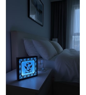 Dekoratif Pilli LED Işıklı Melek Figürlü Gece Lambası - 14x14 cm Mavi