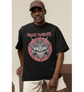 Tasarım Iron Maiden Rock Metal Müzik Grubu Baskılı Unisex Oversize Tişört