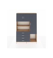 Arges Gardrop 8 Raflı 4 Çekmeceli 3 Kapaklı 132x30x195 Çam-Antrasit