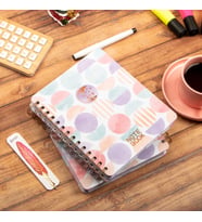 Dival Notebook 16,5x20 cm Ay Dede Sert Kapak Noktalı Tarihsiz Spiralli Not Okul Defteri (Çok Renkli)