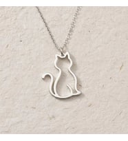 Kişiye Özel 925 Ayar Gümüş Silüet Minimal Kedi Kolye