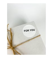 For You Siyah Yazılı 5 Cm Yuvarlak Yapışkanlı Sticker Etiket 100 Adet