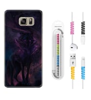 Samsung S7 Edge S20 Fe Plus Ultra S21 S22 Kılıf Kablo Koruma Spiral Silikon Black Purple Wolf 1791
