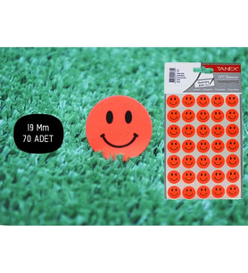 TANEX TNX-326 19mm. FLORASAN KIRMIZI GÜLEN YÜZ STICKER 2'Lİ