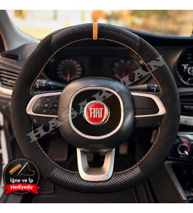 Fiat Fiorino Dikme Direksiyon Kılıfı Alcantara Süet Mat Karbon Taba Yüzük ve Dikiş 2017-2021