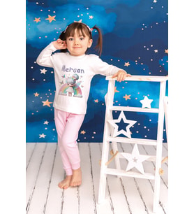 Pia Baby Premium %100 Pamuk İsme Özel Çocuk Pijama Takımı 1-8 Yaş 5083-14 (Pembe)