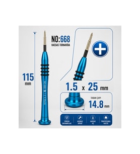 Manyetik Tornavida 1.5x25 mm Cep Telefonu ve Elektronik Tamir Aleti - Mavi NO:668