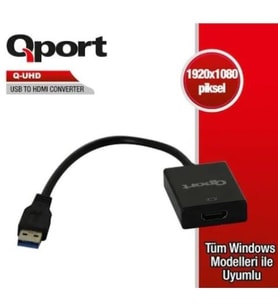 QPORT Q-UHD 0.15metre USB-HDMI Çevirici Adaptör Siyah