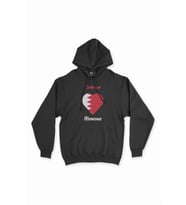 Manama Bahreyn Bayraklı Kalpli Siyah Sweatshirt Hoodie