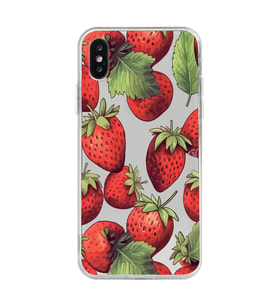 Iphone X / Xs Uyumlu Çilek Desenli Şeffaf Telefon Kılıfı
