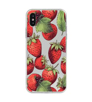 Iphone X / Xs Uyumlu Çilek Desenli Şeffaf Telefon Kılıfı