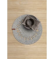 Koza Home Cesta Amerikan Servis El Yapımı Pamuklu Gri Jüt Örme Dekoratif Supla 37x37cm 9683