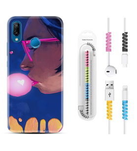 Huawei P20 Lite Mate 10 20 Lite Pro P40 Lite KılıfKablo Koruma Spiral Silikon Sakız ve Kız 1767