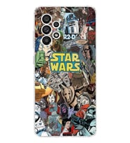Samsung Galaxy A73 Uyumlu Star Wars Kolaj Tasarımlı Şeffaf Telefon Kılıfı