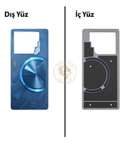 Infinix GT 20 Pro Mavi Uyumlu Arka Kapak Arka Cam Batarya Pil Kapağı Lazer Kesim Back Cover