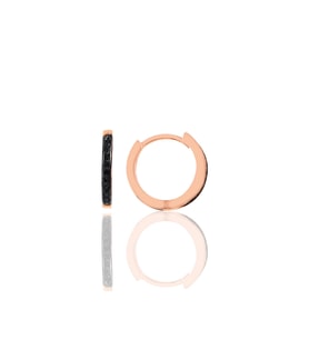 Söğütlü Silver Gümüş rose siyah taşlı 14 mm yeni tamtur halka küpe