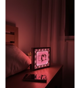 Işıklı Atatürk Silüeti ve Türkiye Haritası Dekoratif Ahşap İed Gece Lambası Pembe