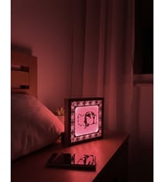 Işıklı Atatürk Silüeti ve Türkiye Haritası Dekoratif Ahşap İed Gece Lambası Pembe