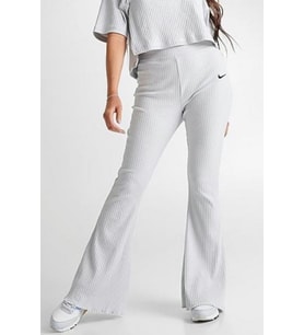 Nike Sportswear Rib Jersey White Yüksek Belli Fitilli Kadın Eşofman Altı Açık Gri