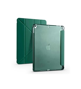Apple iPad 10.2 2021 (9.Nesil) Uyumlu Kılıf Zore Tri Folding Kalem Bölmeli Standlı Kılıf (Koyu Yeşil)