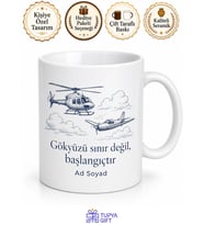 Havacılık Tutkunlarına Helikopter ve Uçak Çizimli Kupa Bardak Hediye