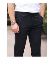 Ütü Gerektirmeyen Slim Fit Gofre Jogger (Lacivert)