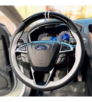 Ford Edge Mk2 Dikme Direksiyon Kılıfı Parlak Siyah Beyaz Detaylı Beyaz Çift Yüzük ve Dikiş 2015-2021