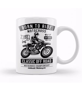 Motorbike Born To Ride Motocross Kupa Bardak Porselen