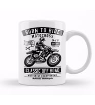 Motorbike Born To Ride Motocross Kupa Bardak Porselen