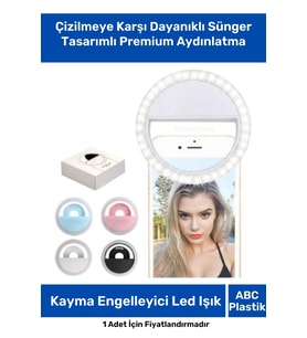 36'lı Led Selfie Telefon Tutucu ve Makyaj Işığı, Kaydırmaz ve Şık Tasarım
