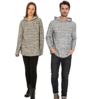 VISHENKA UNİSEX KAPÜŞONLU PUNTALI 3 İPLİK SWEATSHİRT (Gri)