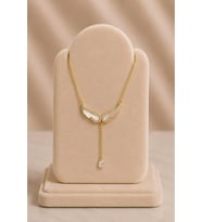 Minimal ve Zirkon Taşlı Melek Kanadı Gold Kolye