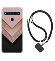 TCL 10L 10 Plus 10SE 20E 20SE 30 L7 Kılıf Boyun Askılı Silikon Great Marble 1405