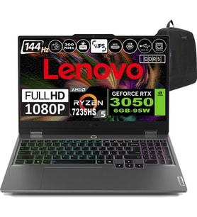 Lenovo Loq 15ARP9 Amd Ryzen 5 7235HS Ddr5 32GB 1tb SSD RTX3050-6GB 300NITS 15.6" 144Hz Fhd Freedos Taşınabilir Bilgisayar 83JC000PTRF06 + Zetta Çanta