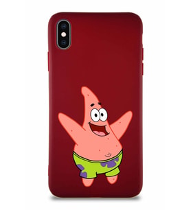 Apple iPhone XS Max Soft Premier Kapak Patrick Yıldız Tasarımlı Silikon Kılıf - Mürdüm (Şeffaf)