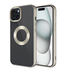 Coverzone Apple iPhone 15 ile uyumlu K?l?f Kamera Korumal? Logo G�steren Parlak renk kenar �izgileri ile ??k bir tasar?m Colored Z-Omega Kapak Titanyum