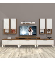 Decoraktiv Ekoflex 8DA Slm Silver Tv Ünitesi Tv Sehpası - Ceviz Beyaz (Beyaz - Kahverengi)