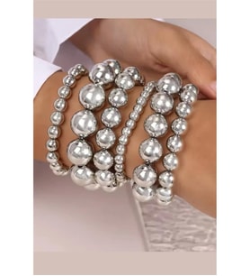 6 ADET METALİZE MİX CCB BONCUK LASTİK BİLEKLİK