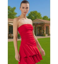 A Kesim Straplez Mini Örme Elbise Polyester Elastan Yazlık Seçkin Malzeme Günlük Kullanım İçin