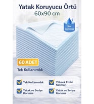 Yatak Koruyucu Örtü 60x90 cm 60 Adet Tek Kullanımlık Sıvı Geçirmez Hasta Altı Bezi