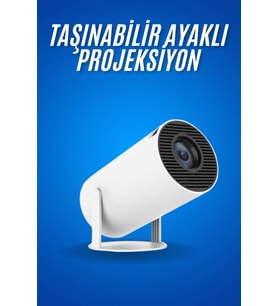Sinema Projektörü Android HDMI USB WİFİ Ses Çıkışlı Ayaklı Projeksiyon Taşınabilir