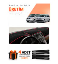 e-biz VW TRANSPOR-TER T5 ÇİFT KPK (2003-2016) Uyumlu Torpido Koruma Örtüsü Oto Kılıfı - Siyah-Kırmızı - VW027-1