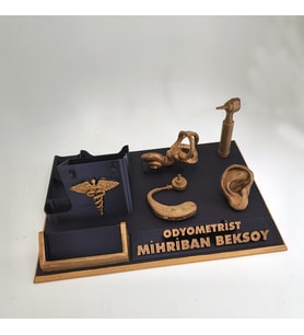 Kişiye Özel Odyometrist Masa İsimliği Kartvizitlik - İşitme Merkezi & Yeni İş Tebrik Hediyesi