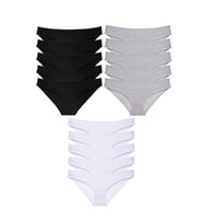 15 adet Süper Eko Set Likralı Kadın Slip Külot Siyah Gri Beyaz