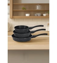 Mini Siyah Döküm Tava Seti, 18/22/26 cm, Dayanıklı ve Şık Tasarım