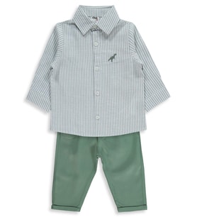 Civil Baby Erkek Bebek Dinozor Nakışlı 6-18 Ay Takım - Haki