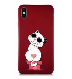 Apple iPhone XS Max Soft Premier Kapak Coolcat Tasarımlı Silikon Kılıf - Mürdüm (Şeffaf)